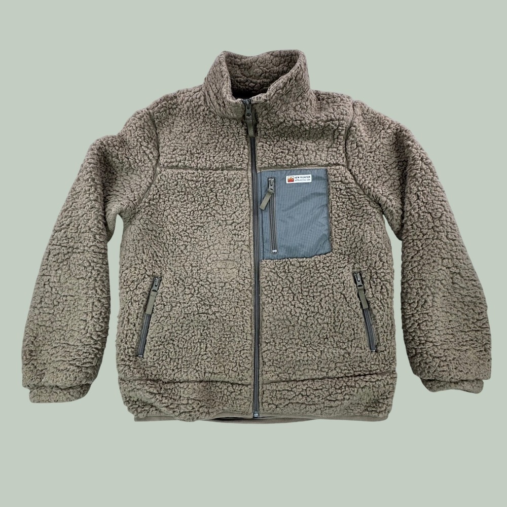 New Frontier Appalachian Sherpa Fleece Jacket Olive Green Full Zip Womens Small